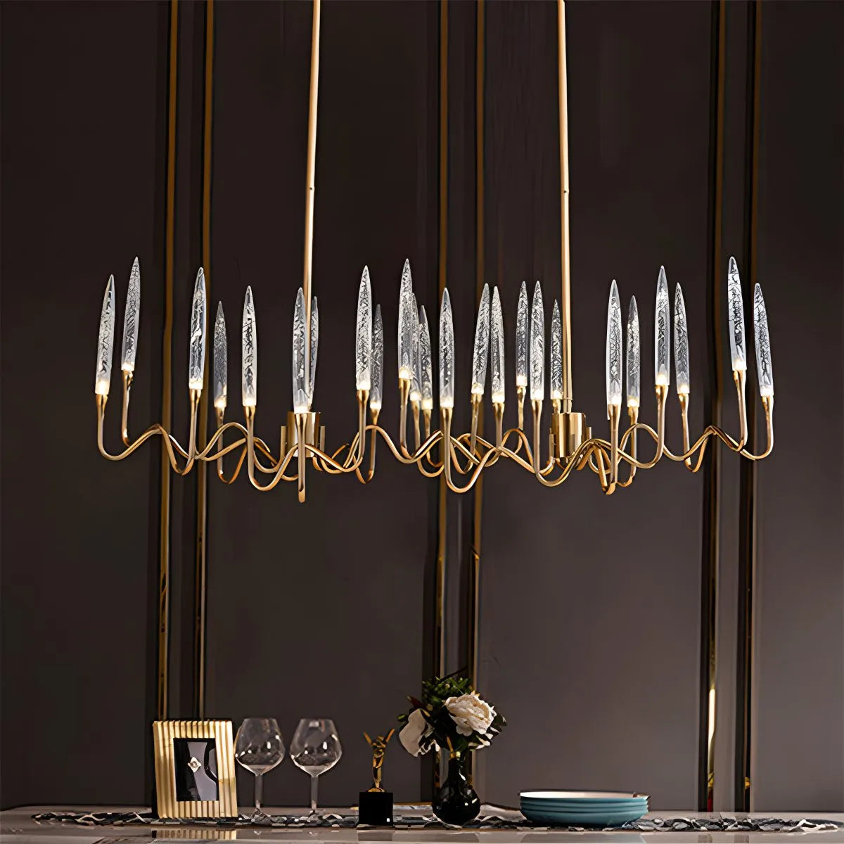 Antizer Modern Branch Chandelier & Floor Lamp