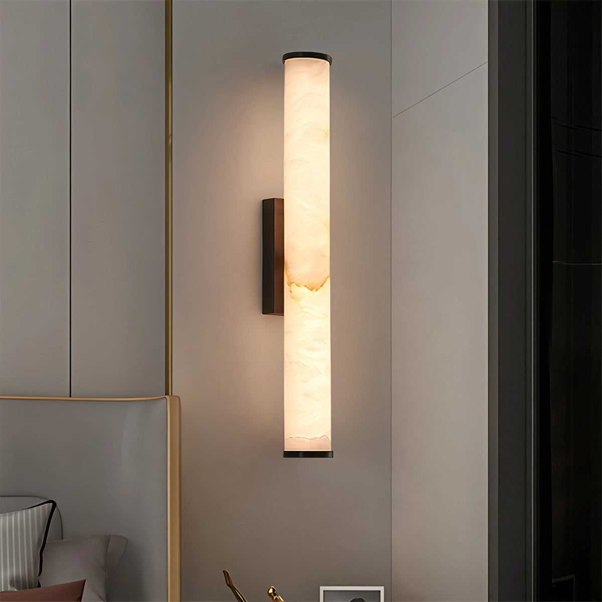 Antizer Modern Cylindrical Spanish Alabaster Wall Sconce