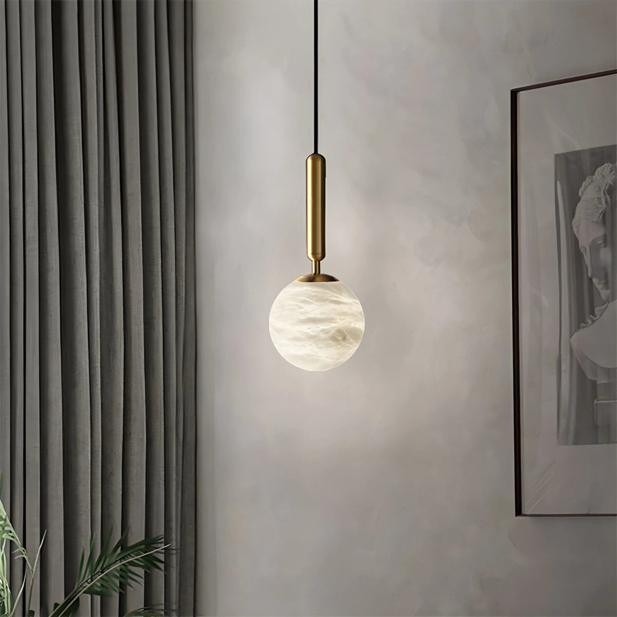 Antizer Modern Globe Marble Pendant Light for Bedroom