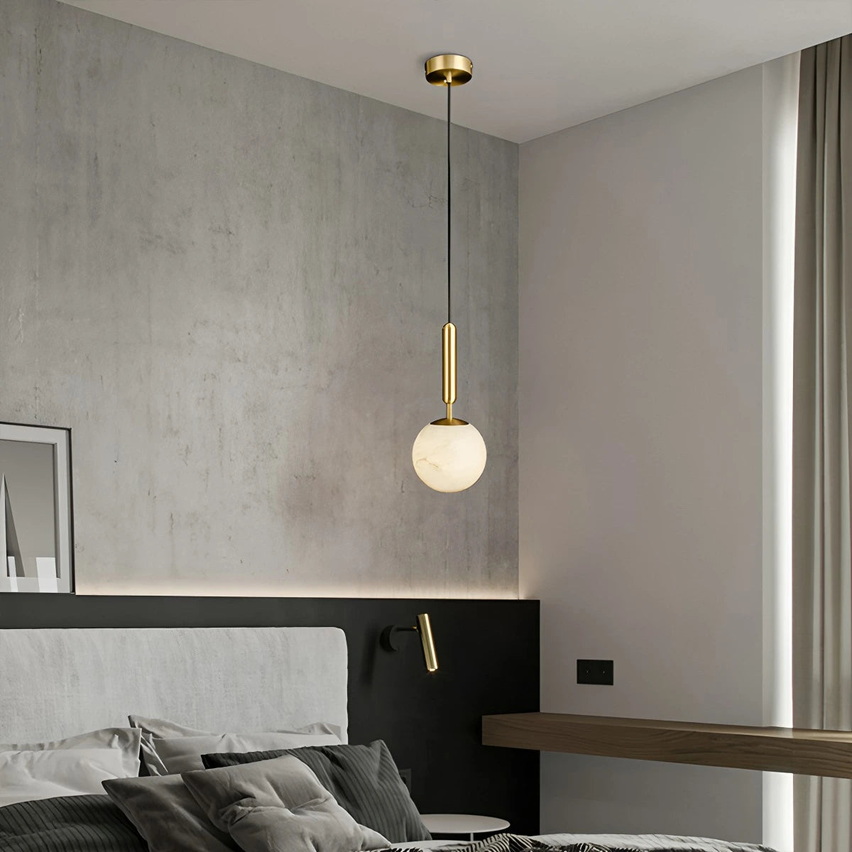 Antizer Modern Globe Marble Pendant Light for Bedroom