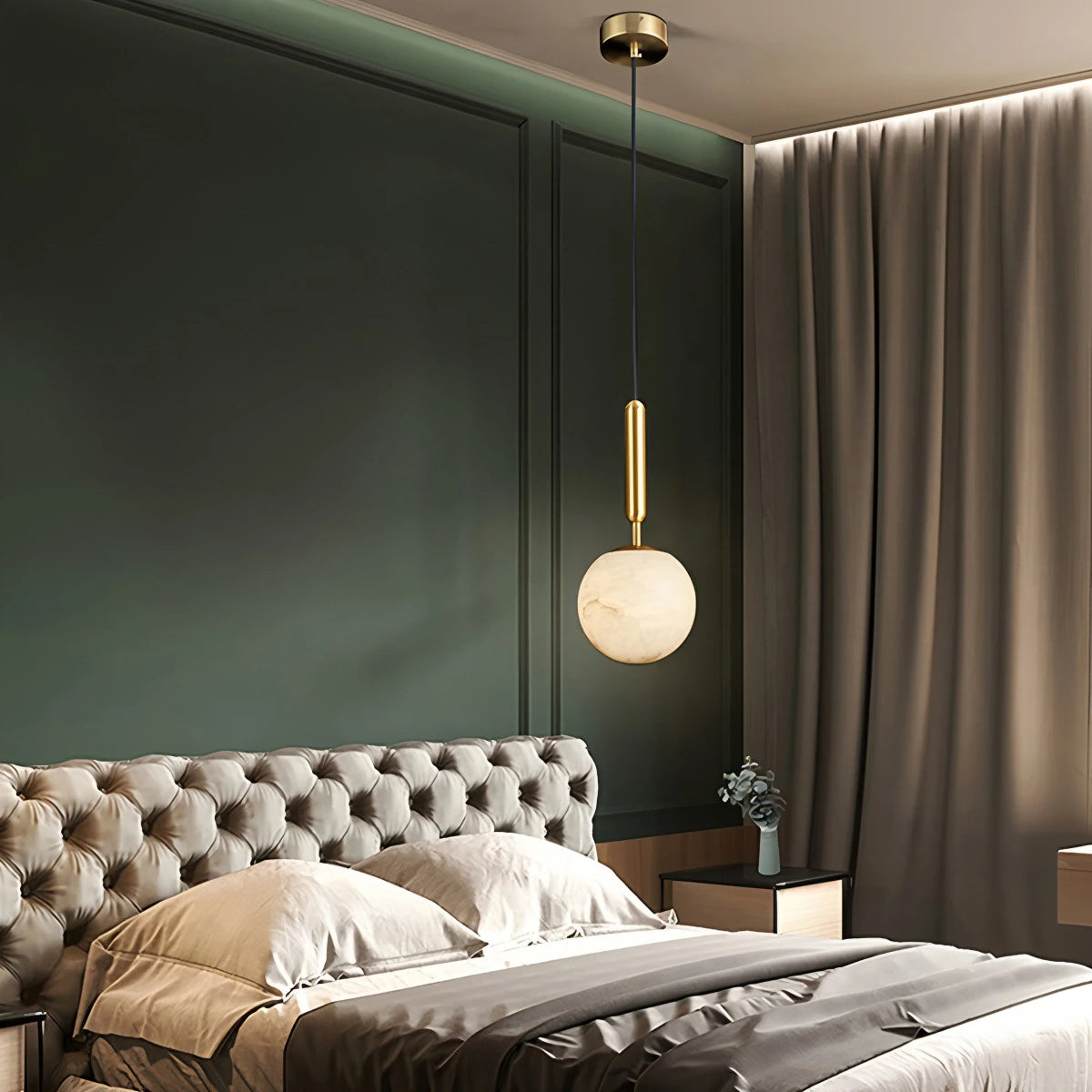 Antizer Modern Globe Spanish Alabaster Pendant Light