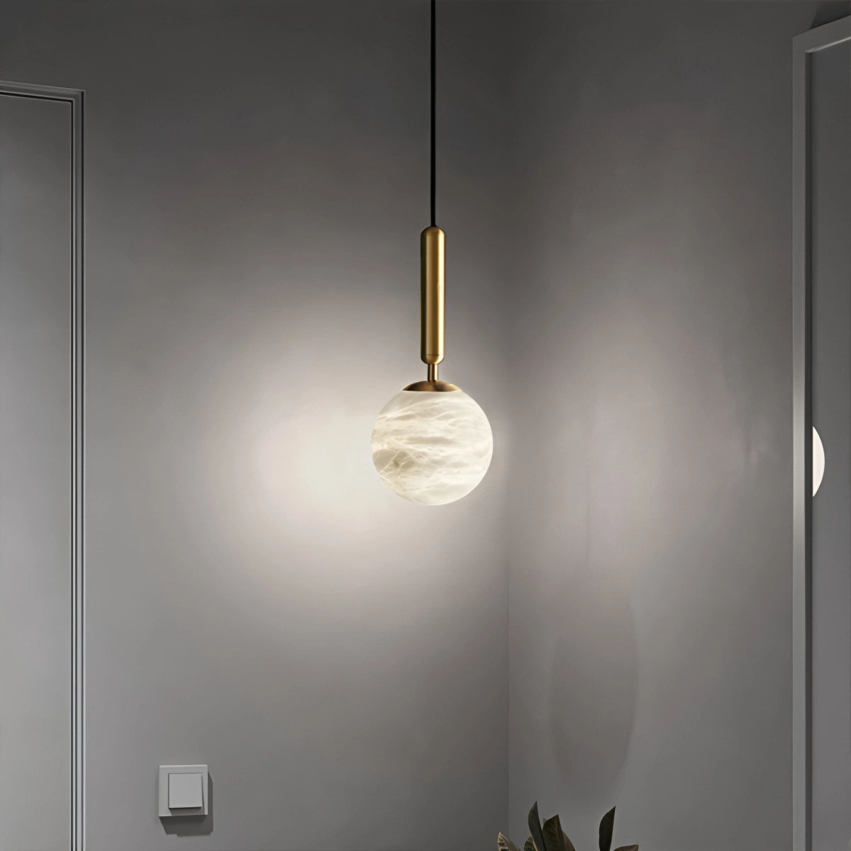 Antizer Modern Globe Spanish Alabaster Pendant Light