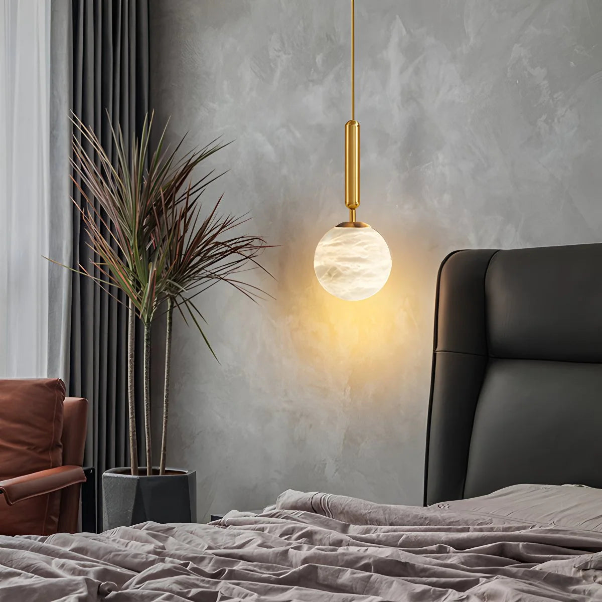 Antizer Modern Globe Spanish Alabaster Pendant Light