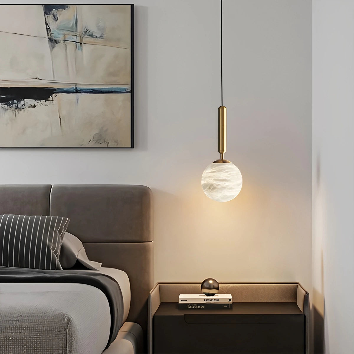 Antizer Modern Globe Marble Pendant Light for Bedroom