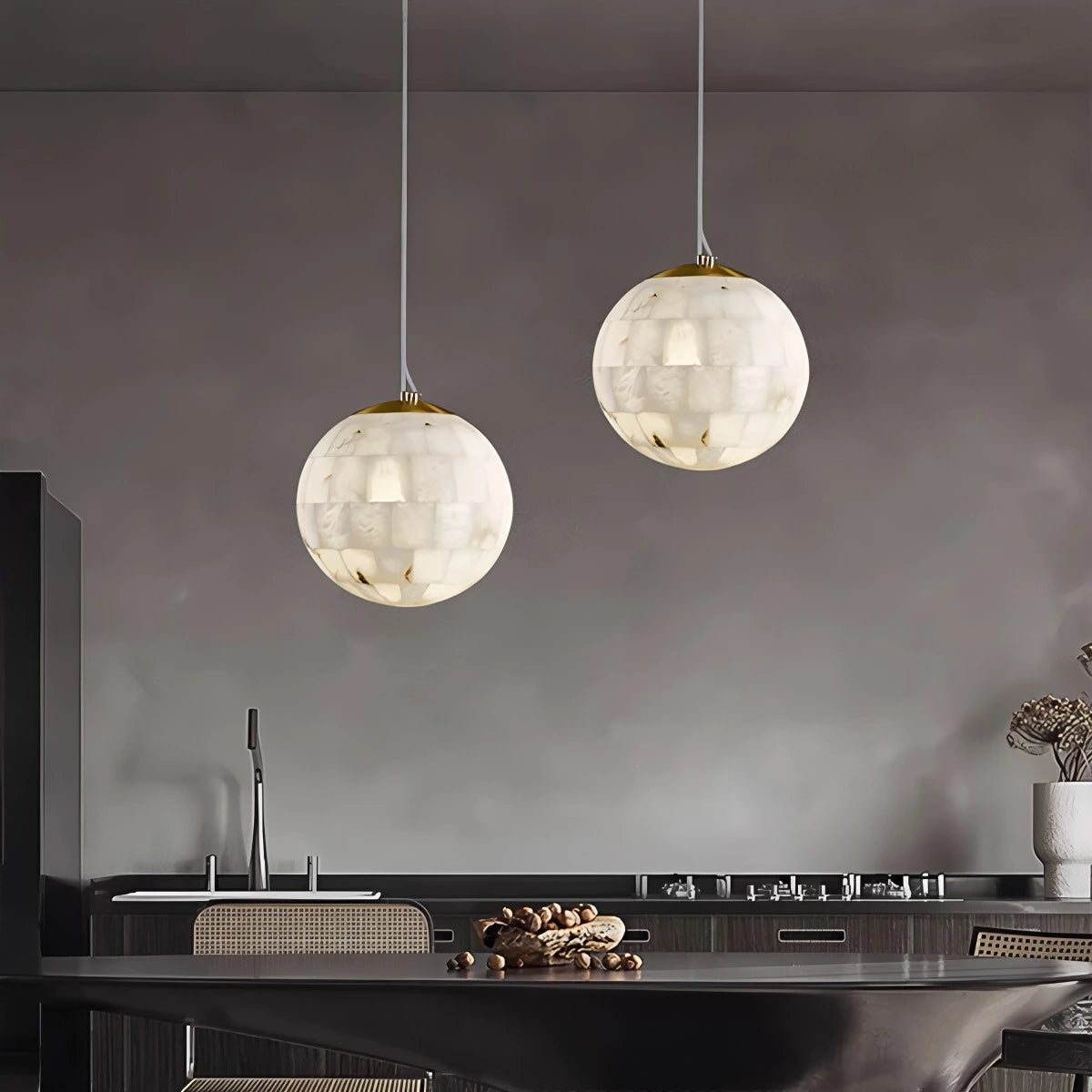 Antizer Modern Creative Spliced Ball Spanish Alabaster Pendant Light