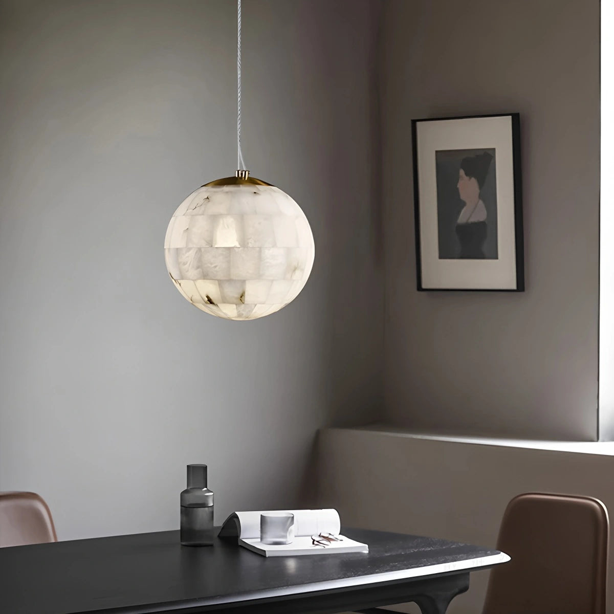 Antizer Modern Creative Spliced Ball Spanish Alabaster Pendant Light