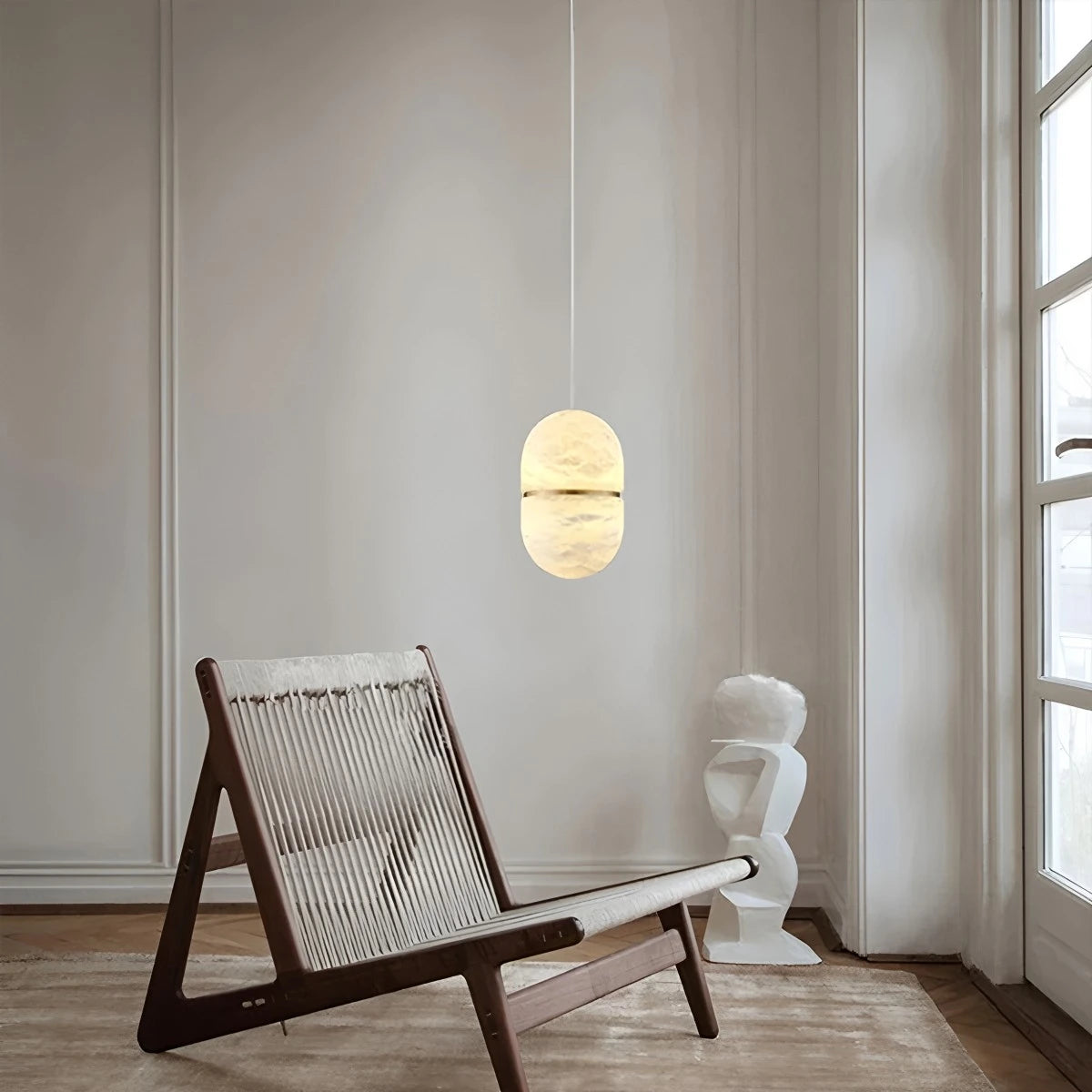 Antizer Modern Luxury Oval Spanish Alabaster Pendant Light