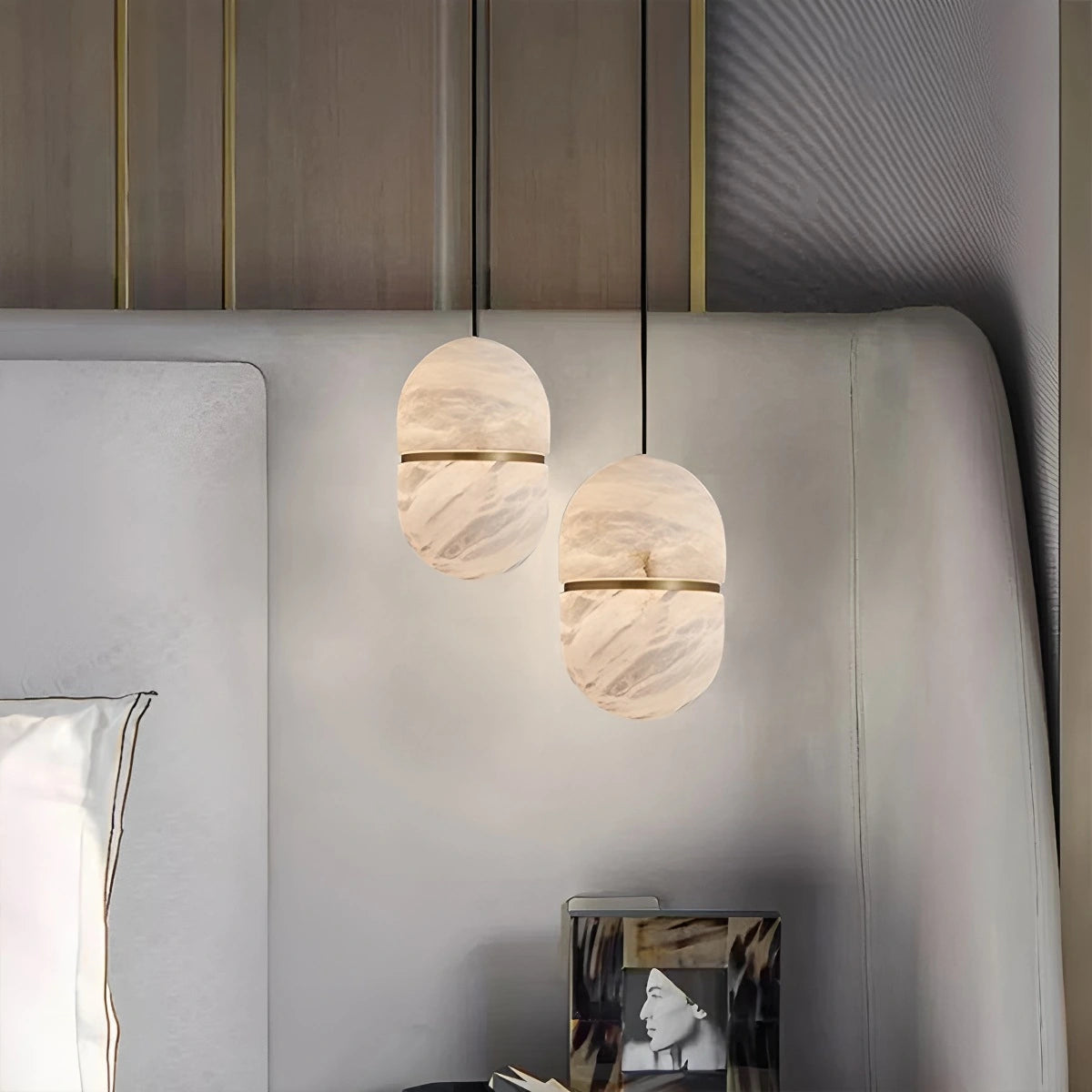 Antizer Modern Luxury Oval Spanish Alabaster Pendant Light