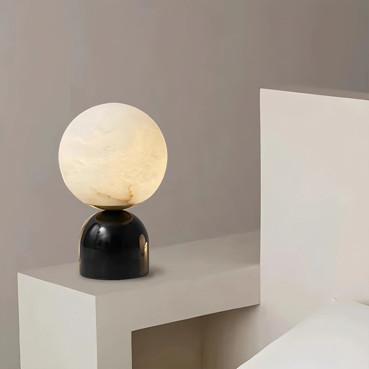 Antizer Modern Globe Spanish Alabaster Table Lamp Bedside Lighting