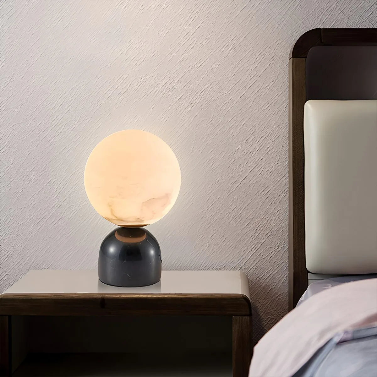 Antizer Modern Globe Spanish Alabaster Table Lamp Bedside Lighting