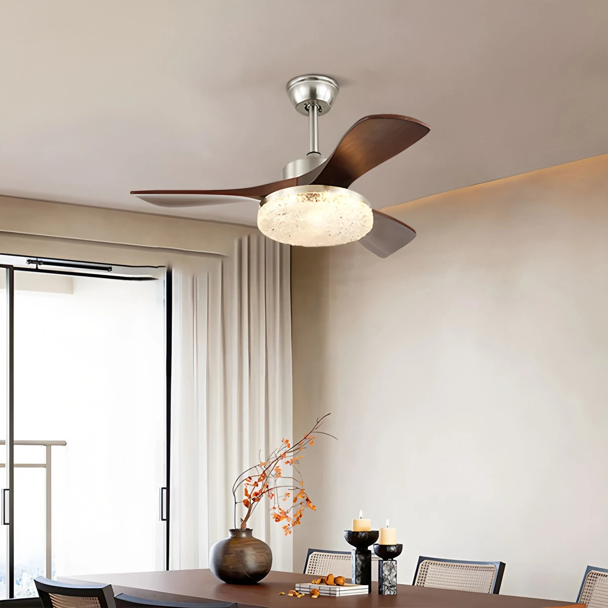 Antizer Vintage Luxury Solid Wood Ceiling Fan Light