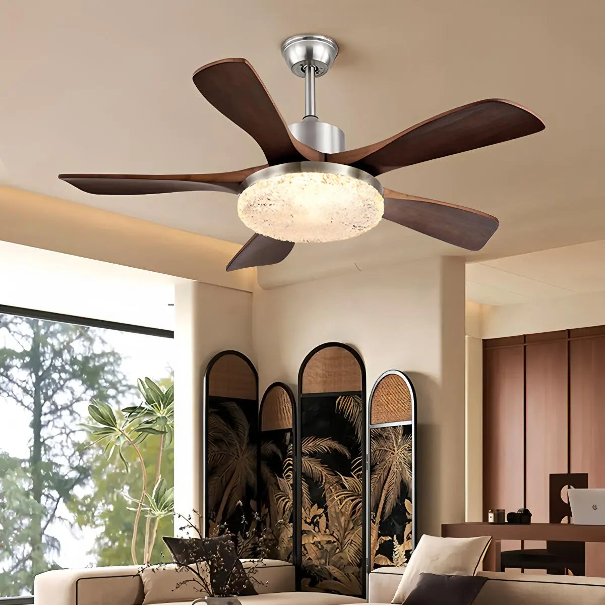 Antizer Vintage Luxury Solid Wood Ceiling Fan Light