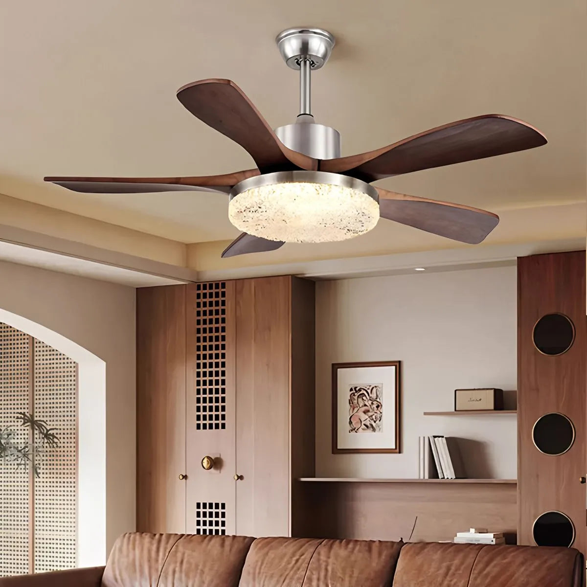 Antizer Vintage Luxury Solid Wood Ceiling Fan Light