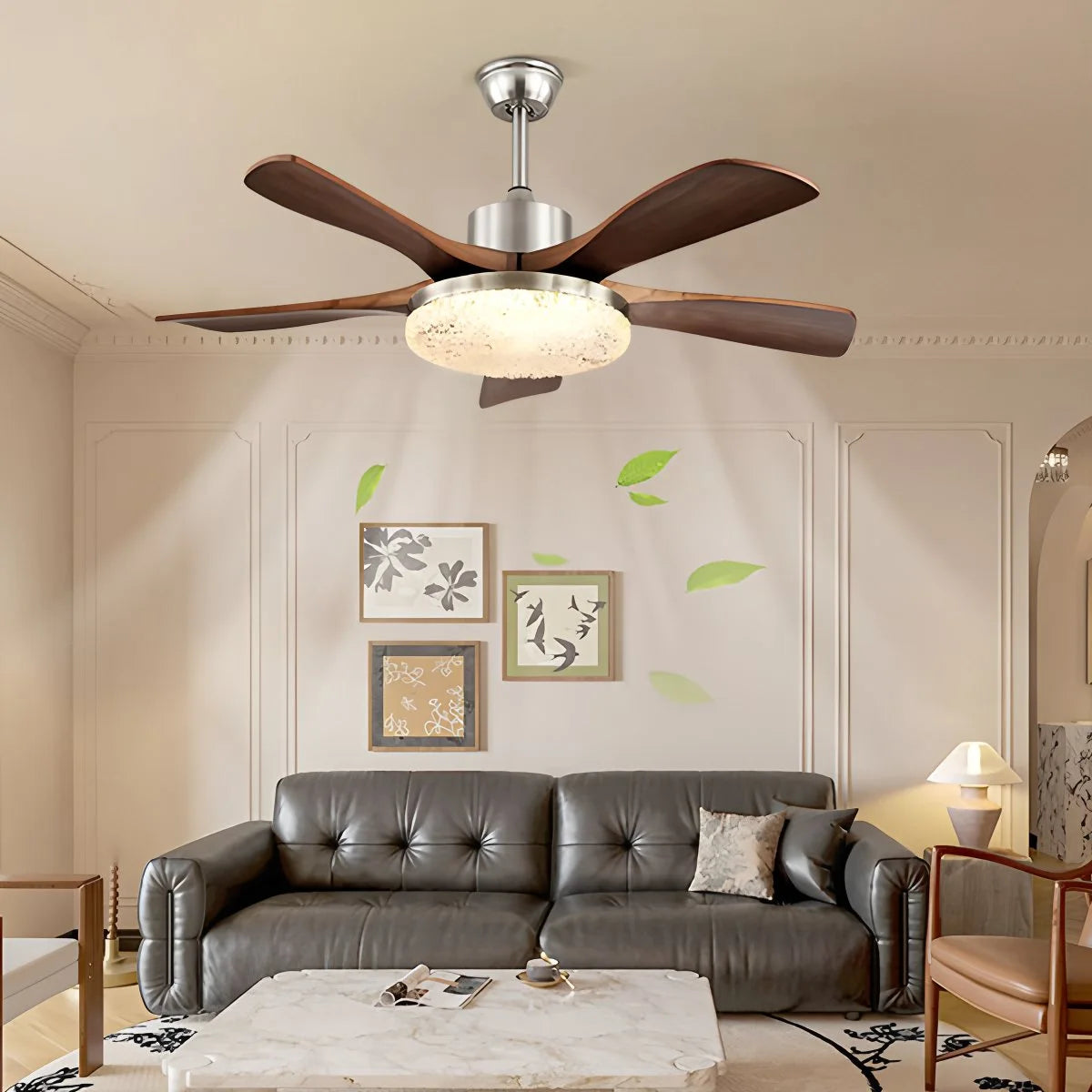 Antizer Vintage Luxury Solid Wood Ceiling Fan Light