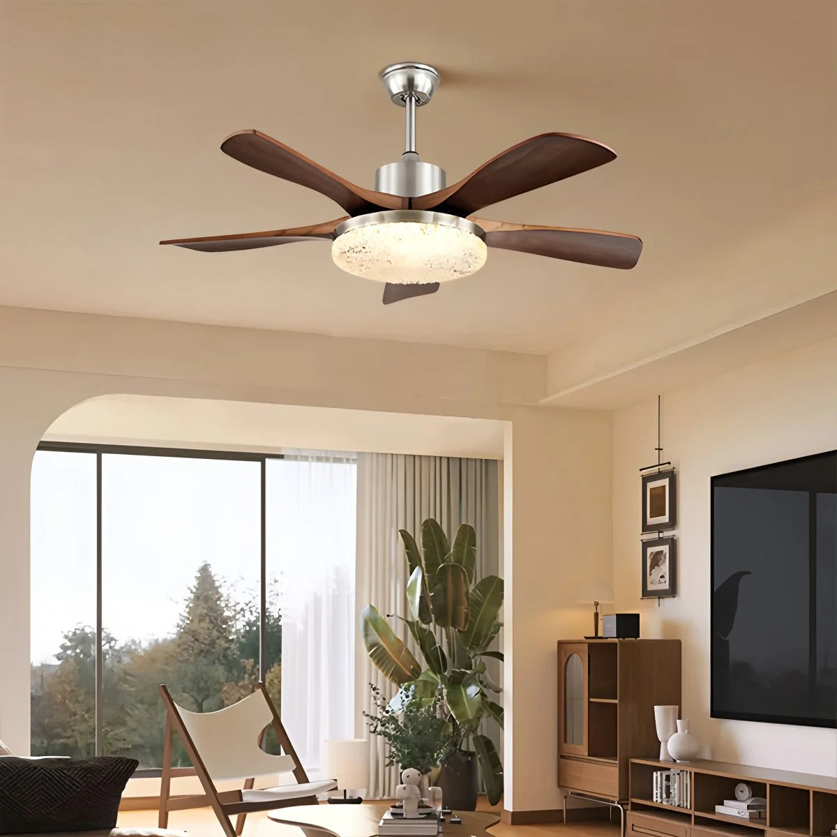 Antizer Vintage Luxury Solid Wood Ceiling Fan Light