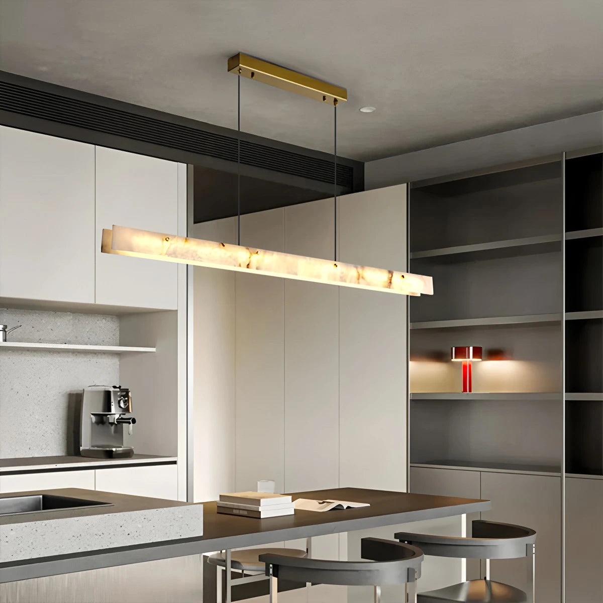 Antizer Modern Minimalist Linear Spanish Alabaster Pendant Light