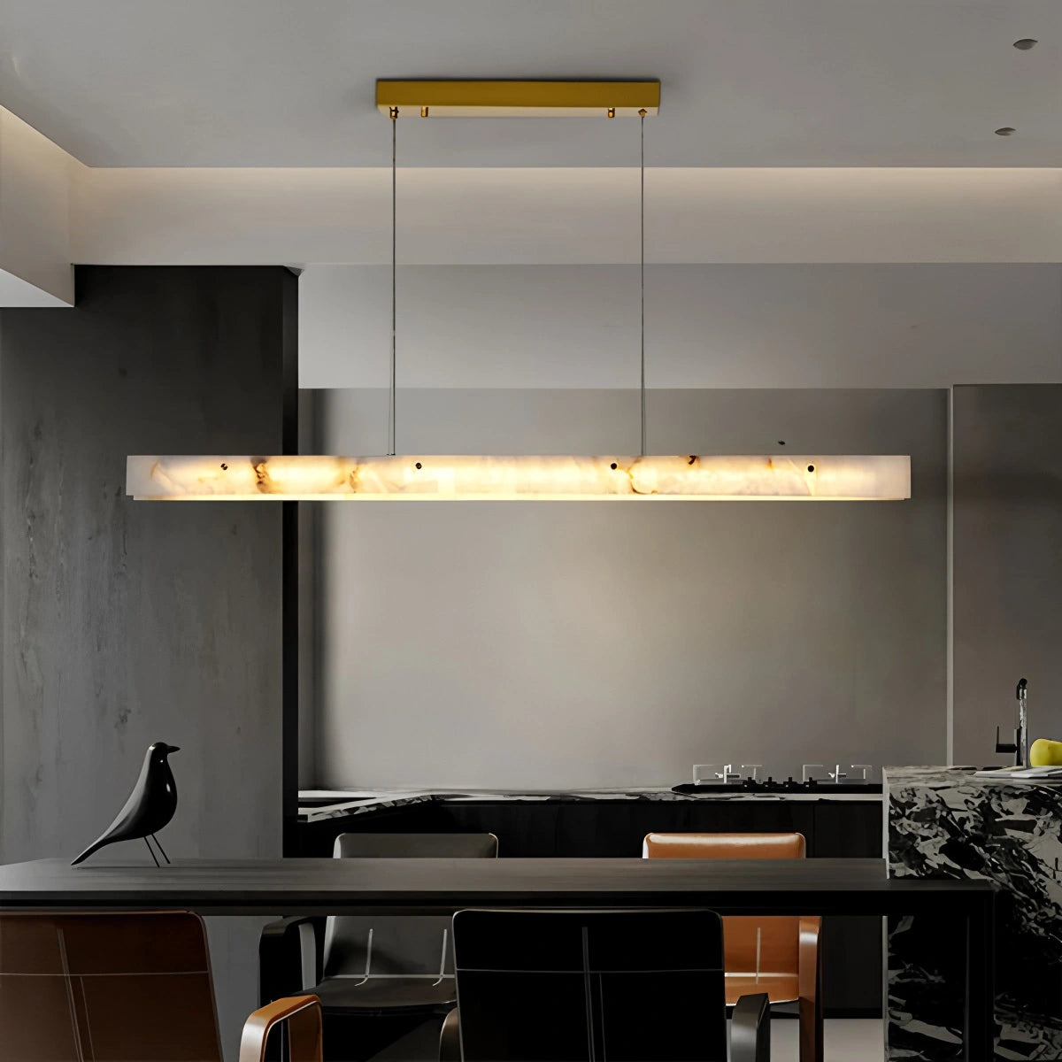 Antizer Modern Minimalist Linear Spanish Alabaster Pendant Light