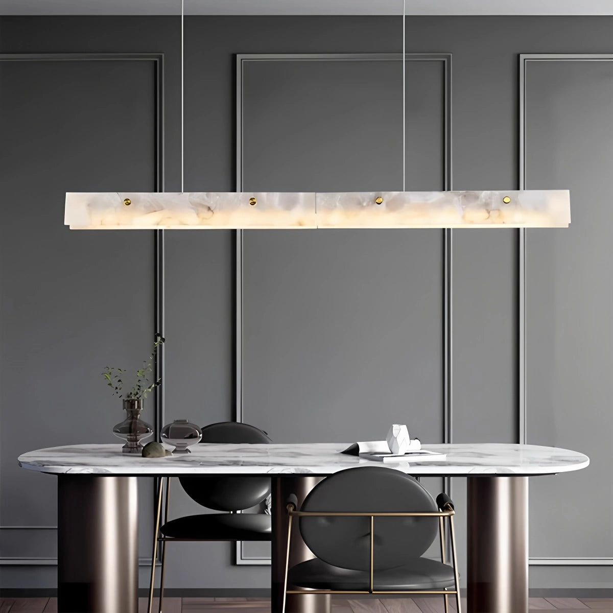 Antizer Modern Minimalist Linear Spanish Alabaster Pendant Light