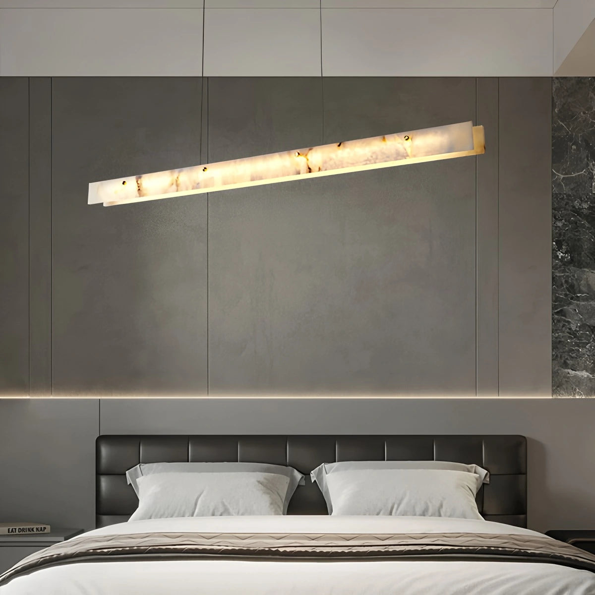 Antizer Modern Minimalist Linear Spanish Alabaster Pendant Light