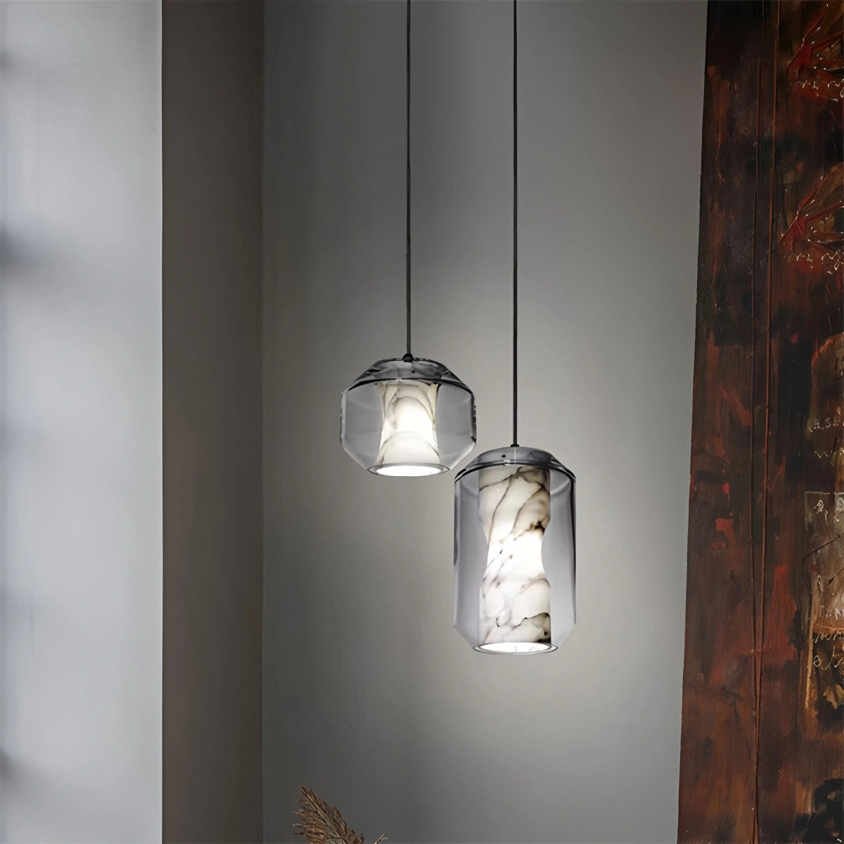 Antizer Modern Alabaster Glass Pendent Light for Bedroom