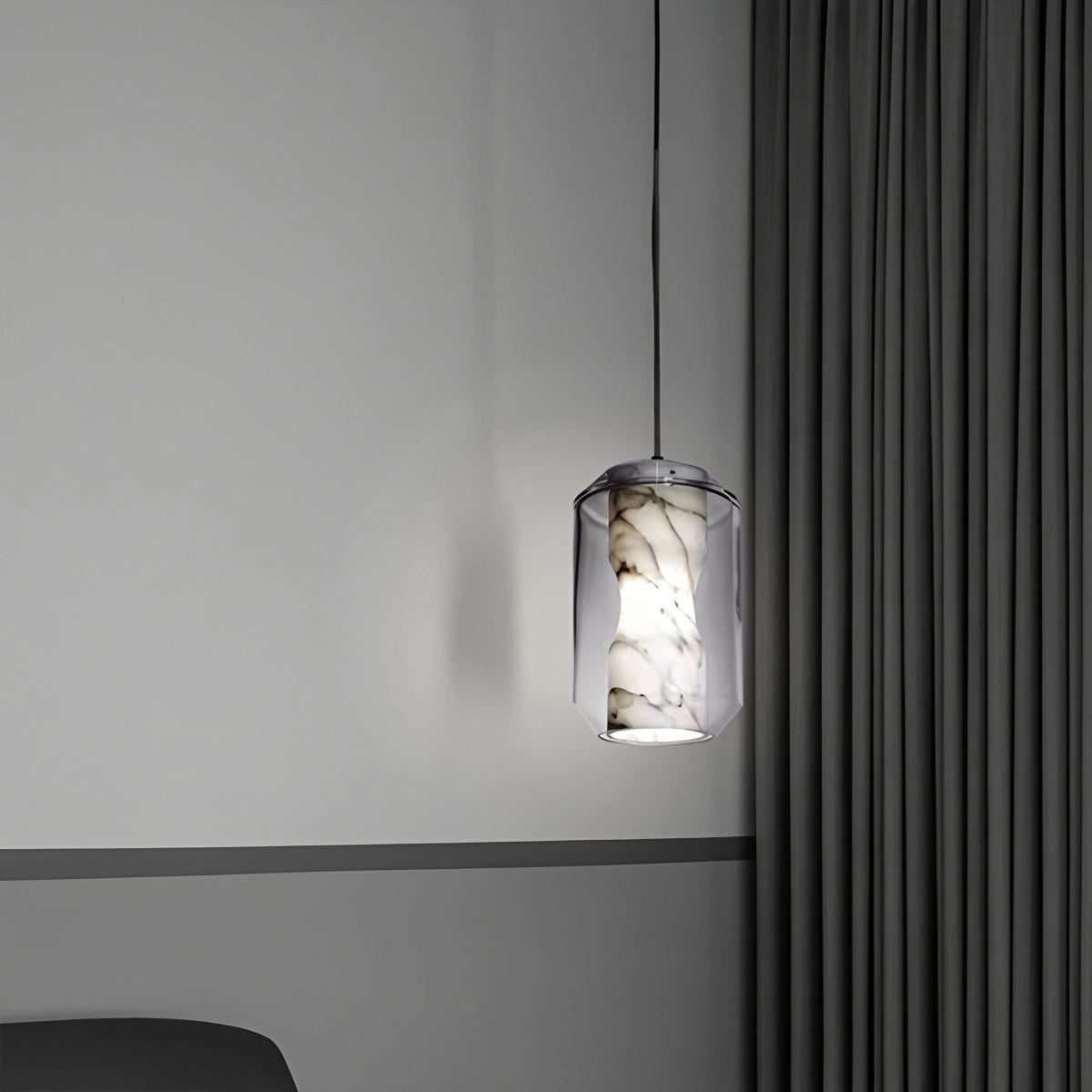 Antizer Modern Alabaster Glass Pendent Light for Bedroom
