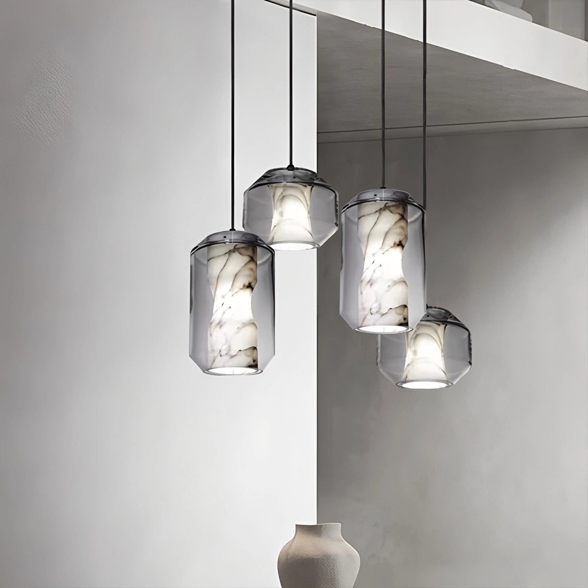 Antizer Modern Alabaster Glass Pendent Light for Bedroom