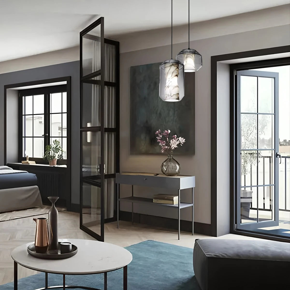 Antizer Modern Alabaster Glass Pendent Light for Bedroom