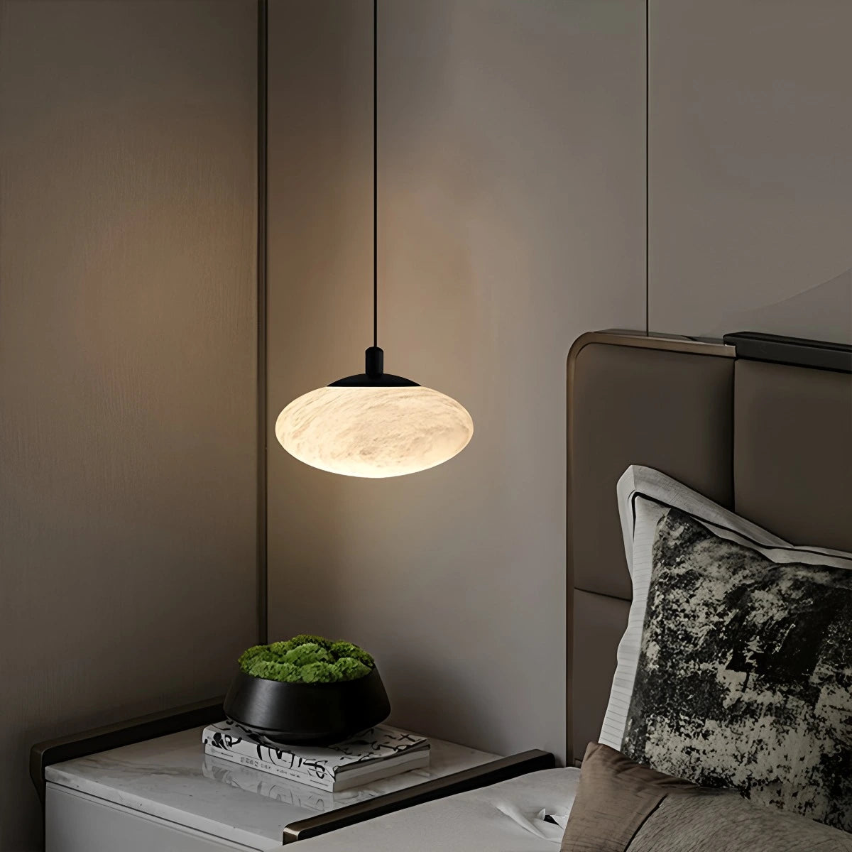 Antizer Modern Oval Bedroom Spanish Alabaster Pendant Light
