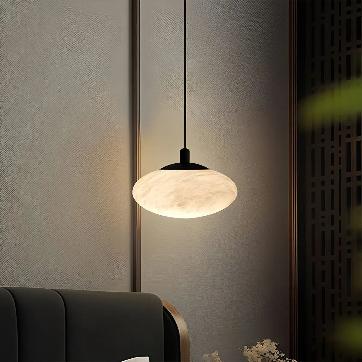 Antizer Modern Oval Bedroom Spanish Alabaster Pendant Light
