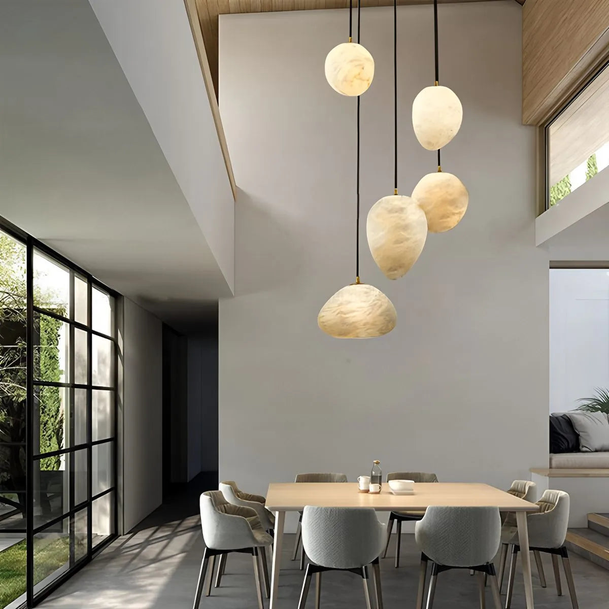 Antizer Modern Pebble Shaped Spanish Alabaster Pendant Light