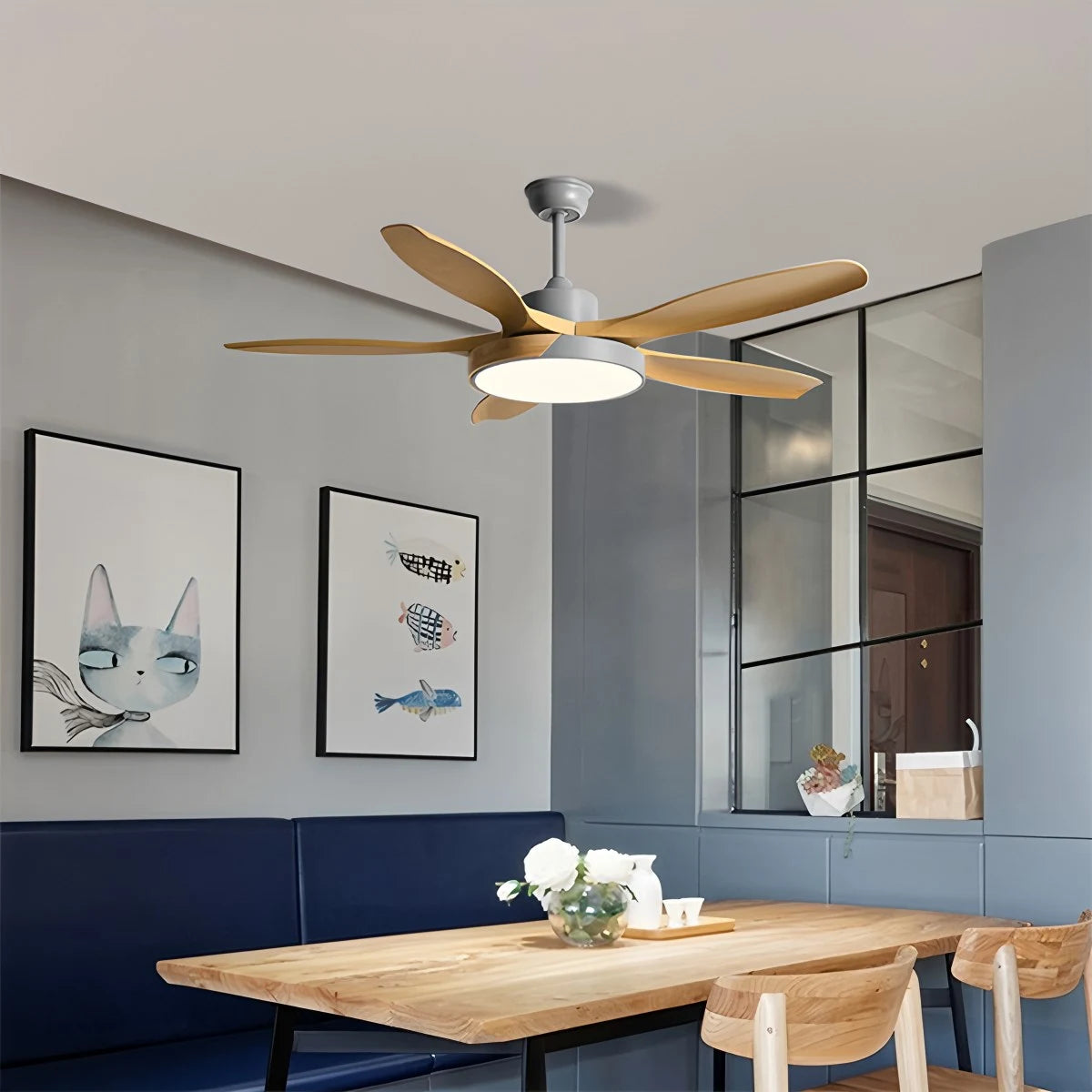 Antizer Nordic Living Room Ceiling Fan with Light