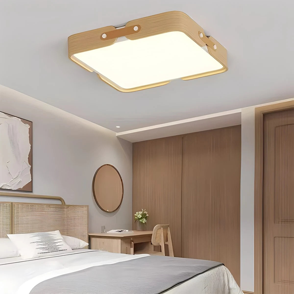 Antizer Nordic Wood Ceiling Light for Bedroom