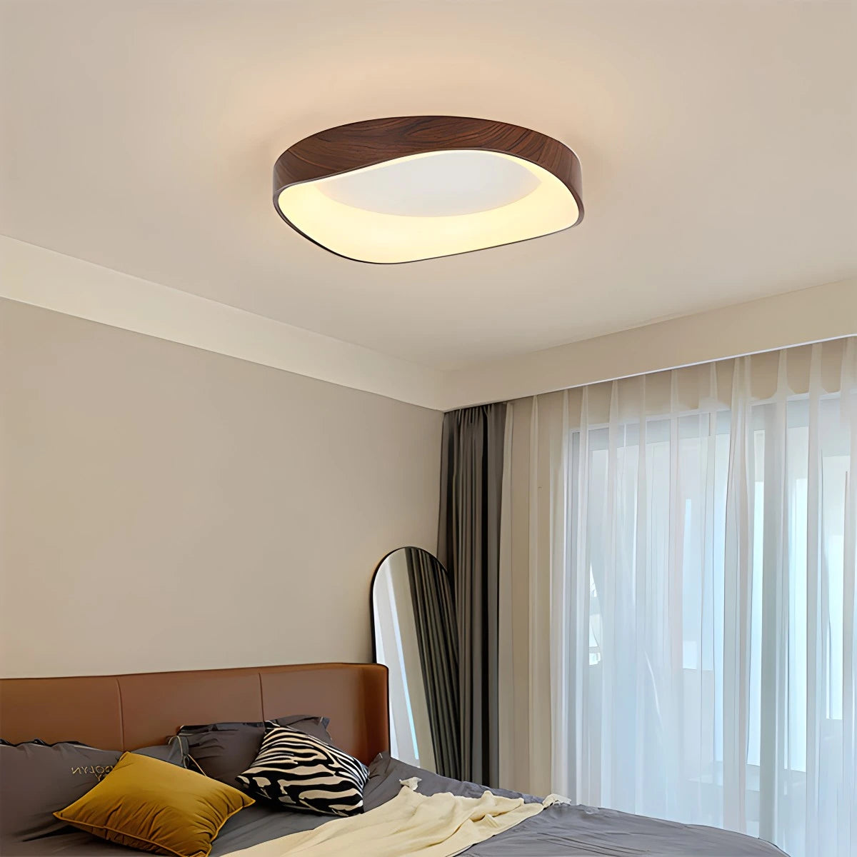 Antizer Nordic Wood Circle Ceiling Light for Bedroom