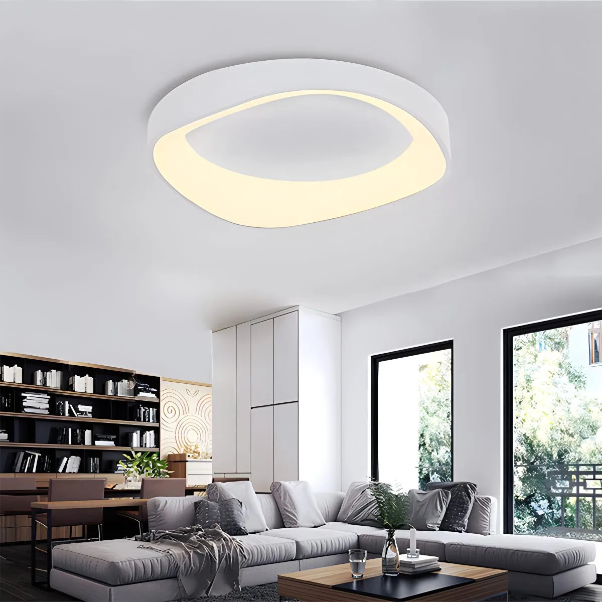 Antizer Nordic Wood Circle Ceiling Light for Bedroom