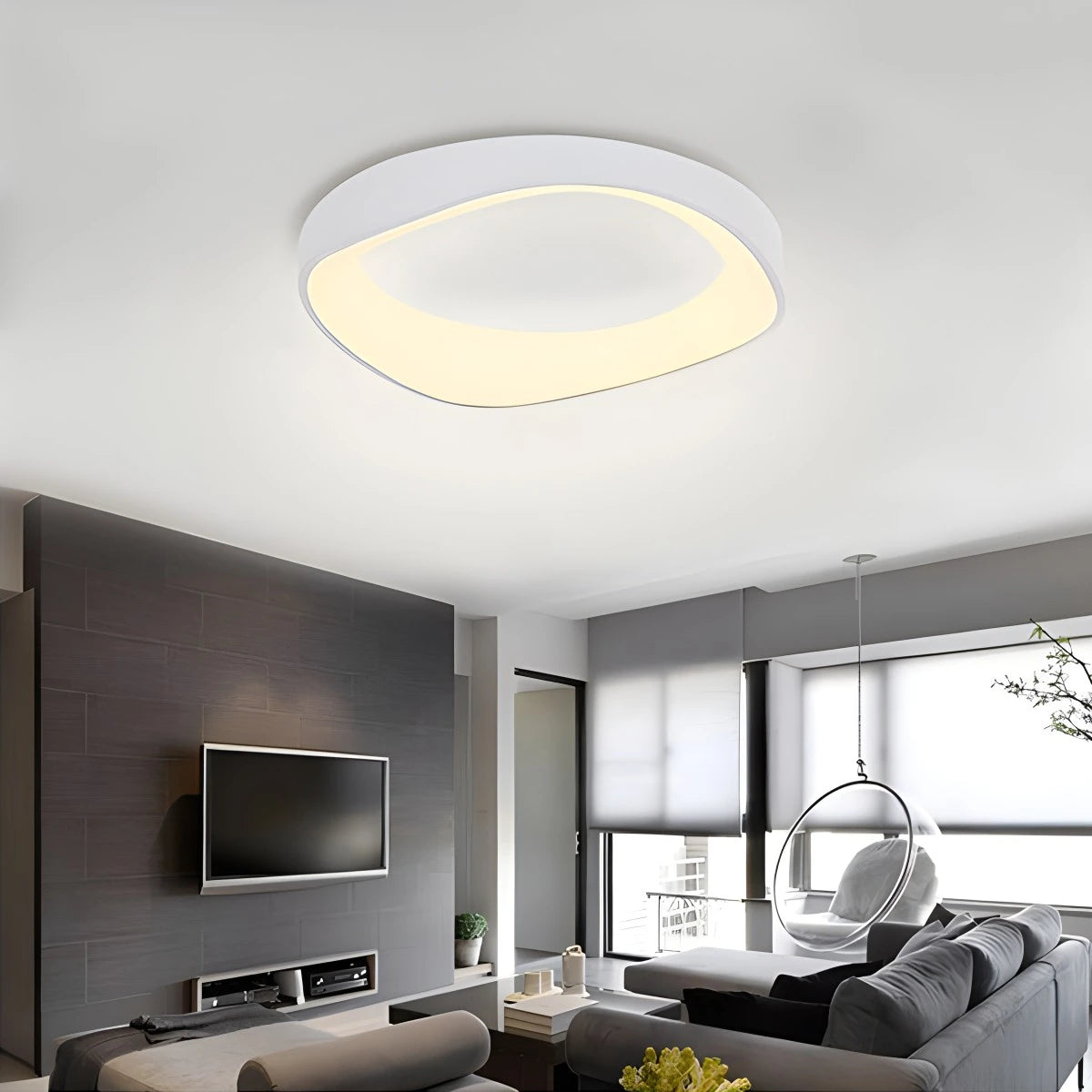 Antizer Nordic Wood Circle Ceiling Light for Bedroom