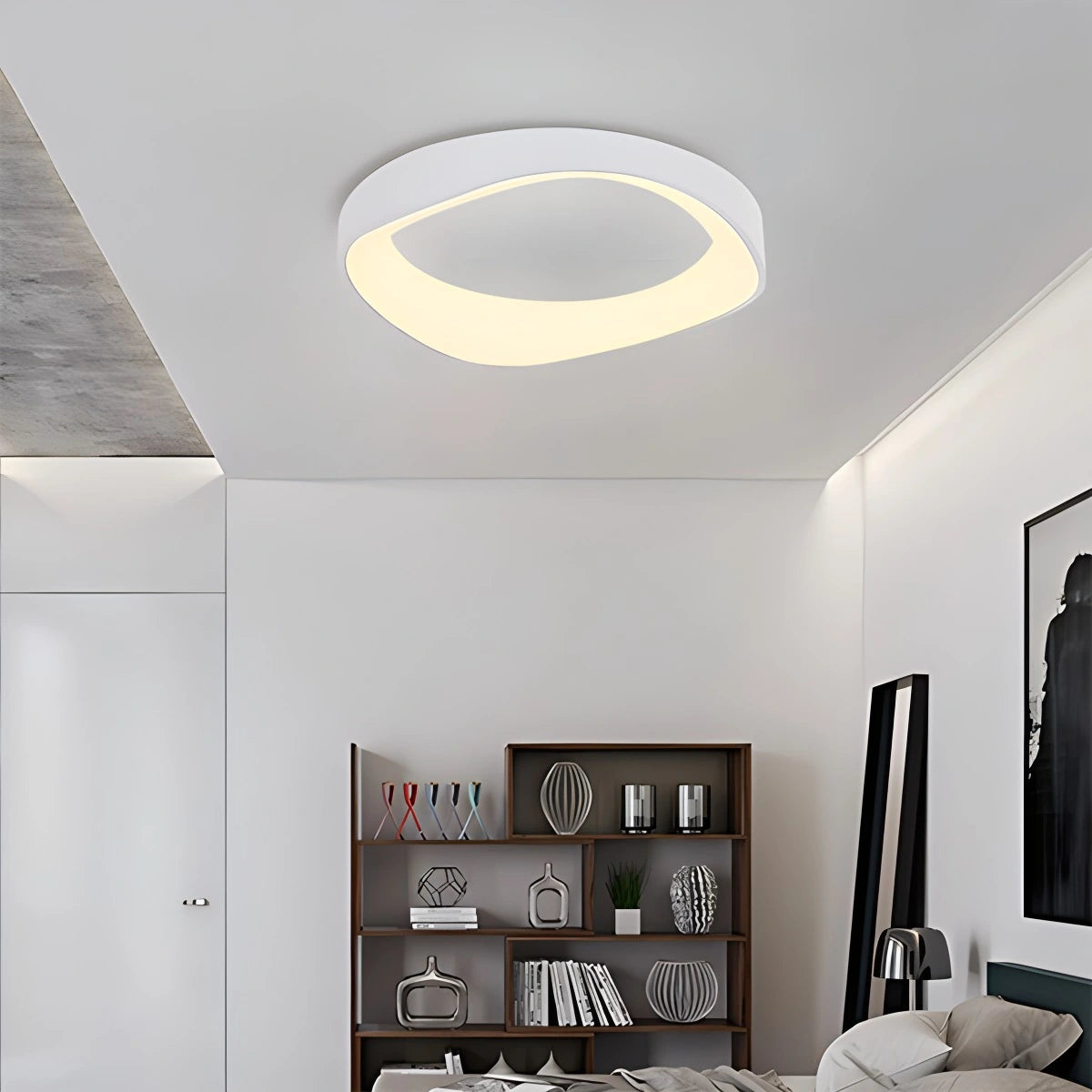 Antizer Nordic Wood Circle Ceiling Light for Bedroom