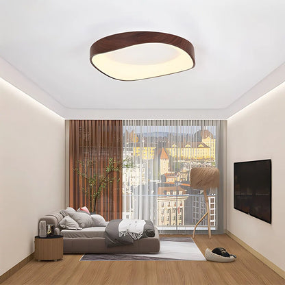 Antizer Nordic Wood Circle Ceiling Light for Bedroom