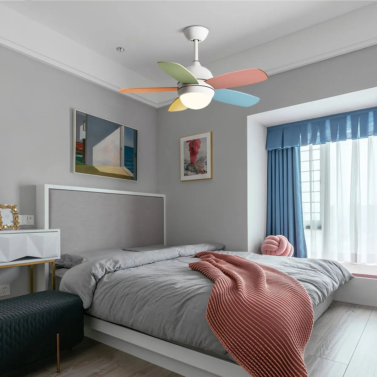 Antizer Nordic Colorful Leaf Ceiling Fan Light