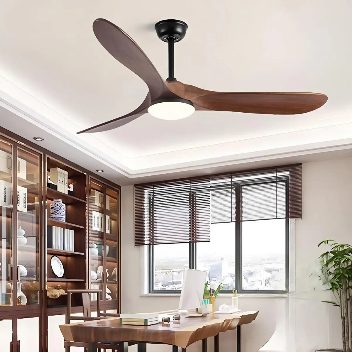 Antizer Nordic Solid Wood Ceiling Fan with Light