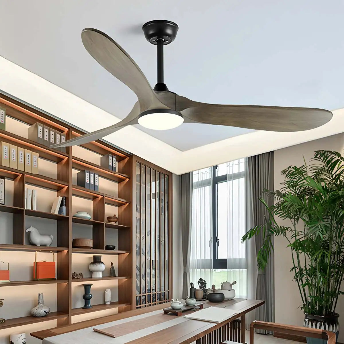 Antizer Nordic Solid Wood Ceiling Fan with Light