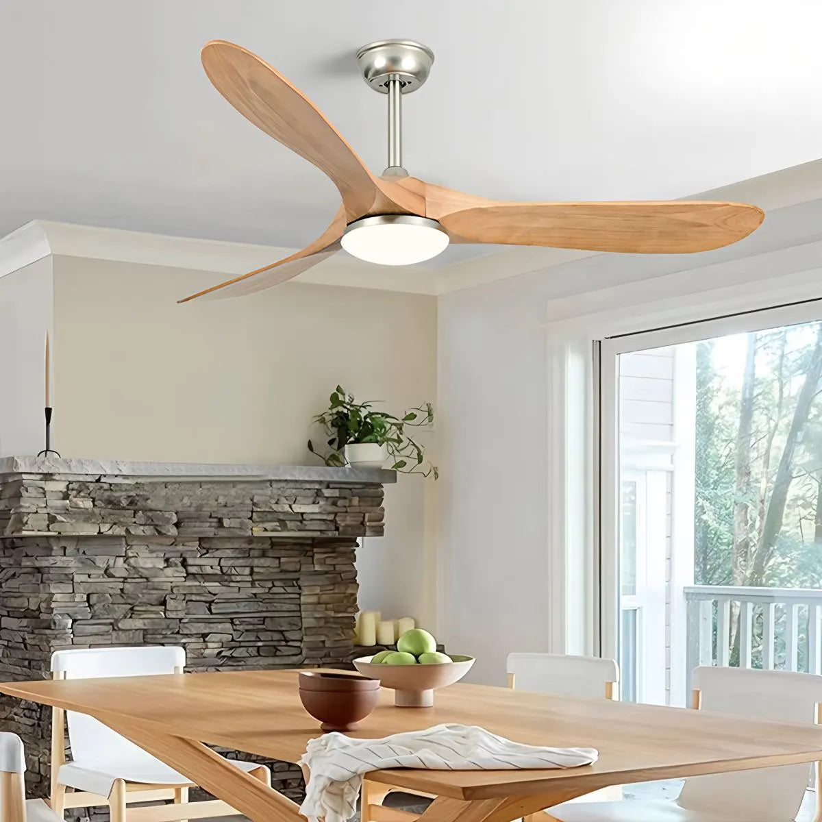 Antizer Nordic Solid Wood Ceiling Fan with Light