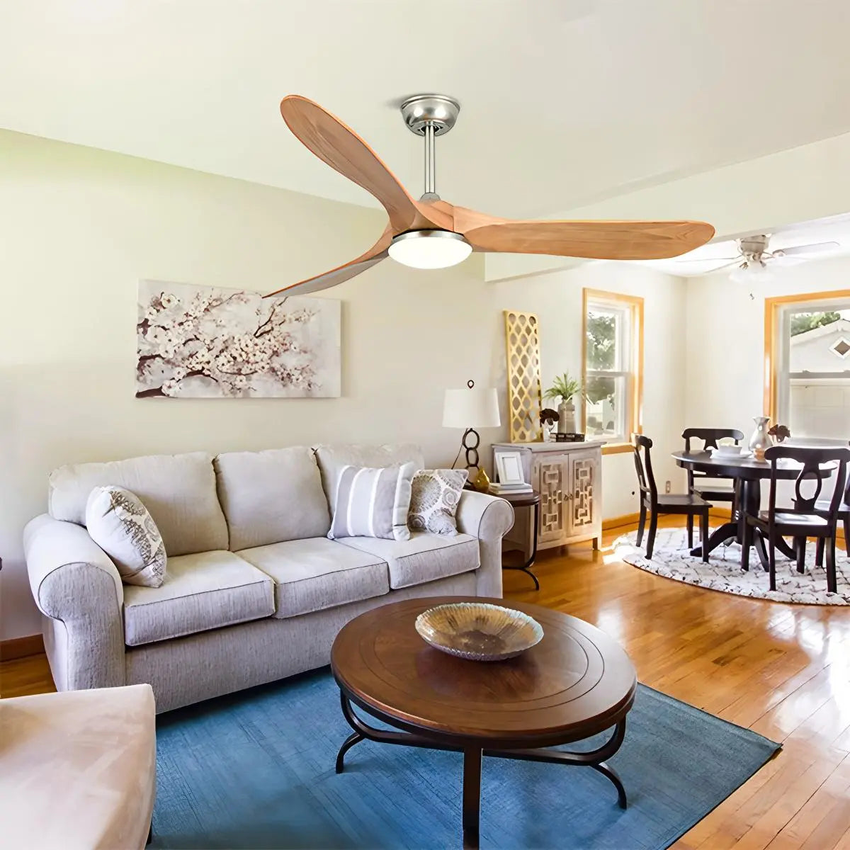 Antizer Nordic Solid Wood Ceiling Fan with Light