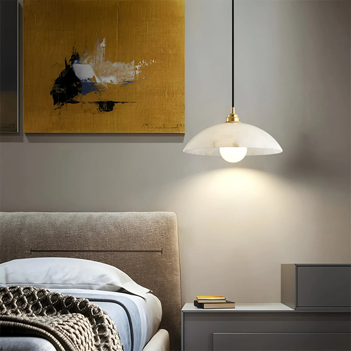 Antizer Dome Spanish Alabaster Pendant Light for Dining Room
