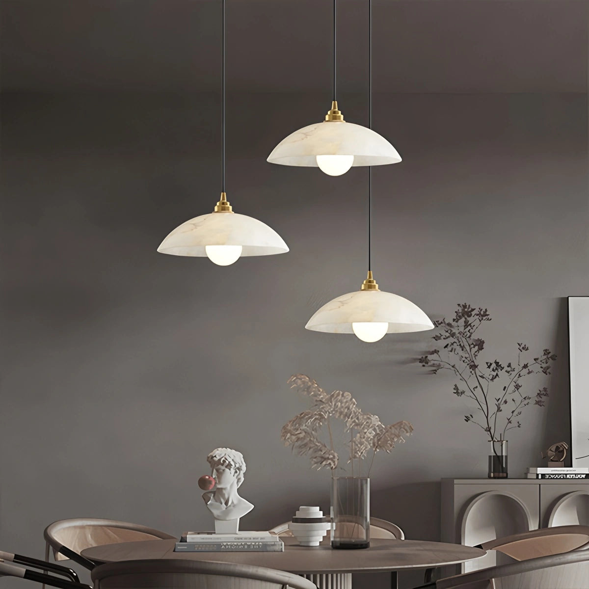 Antizer Dome Spanish Alabaster Pendant Light for Dining Room