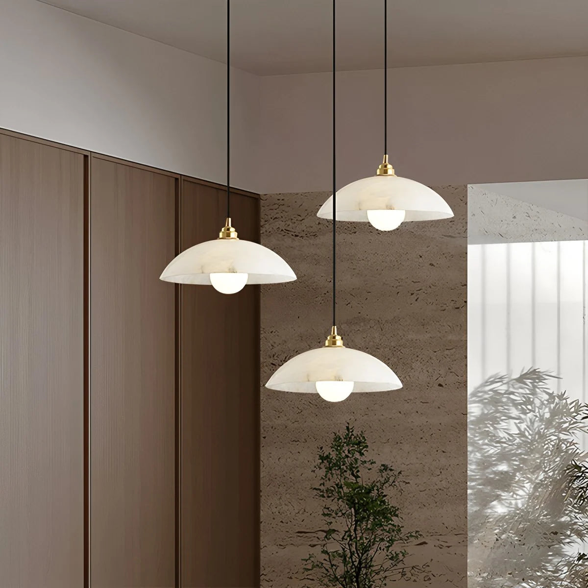 Antizer Dome Spanish Alabaster Pendant Light for Dining Room