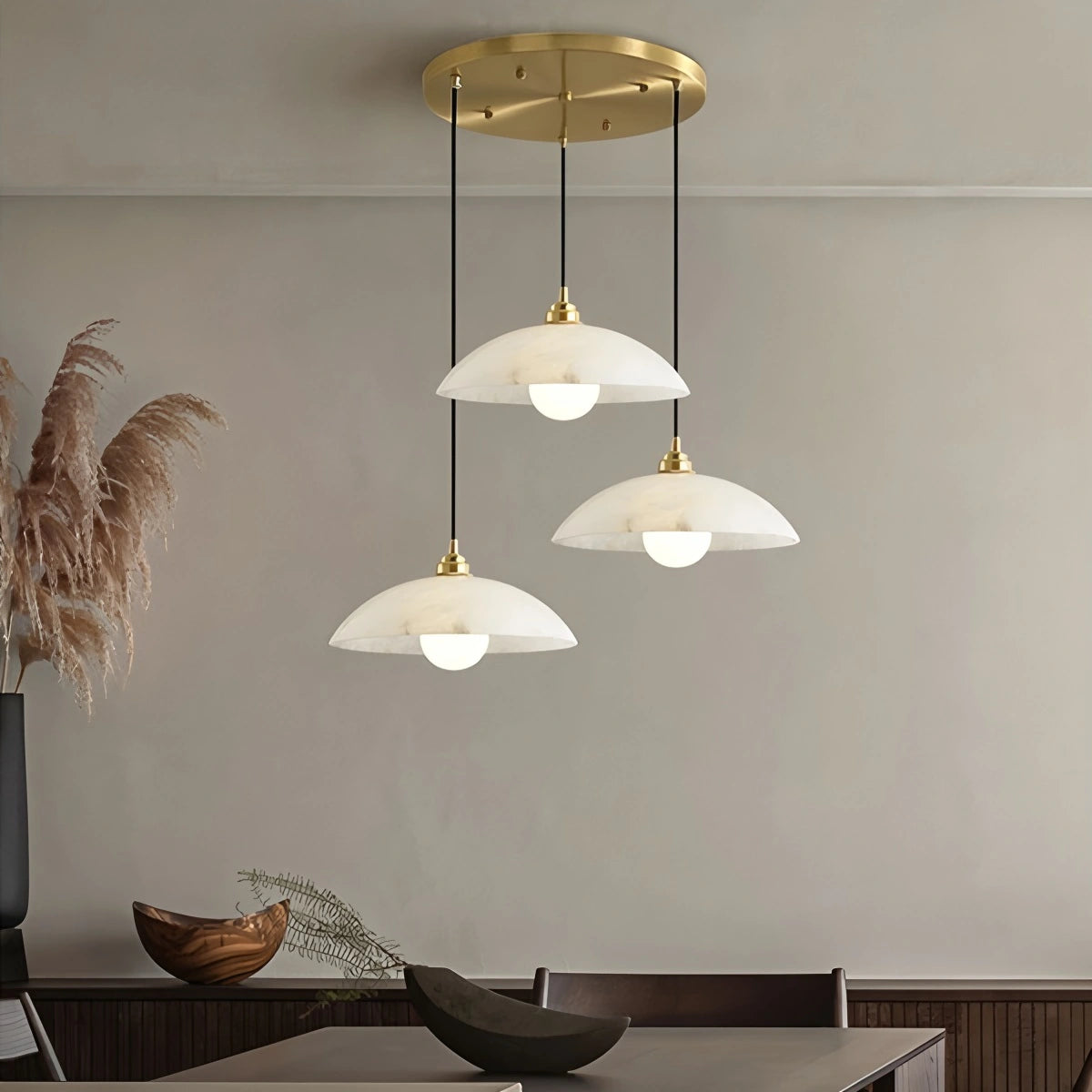 Antizer Dome Spanish Alabaster Pendant Light for Dining Room