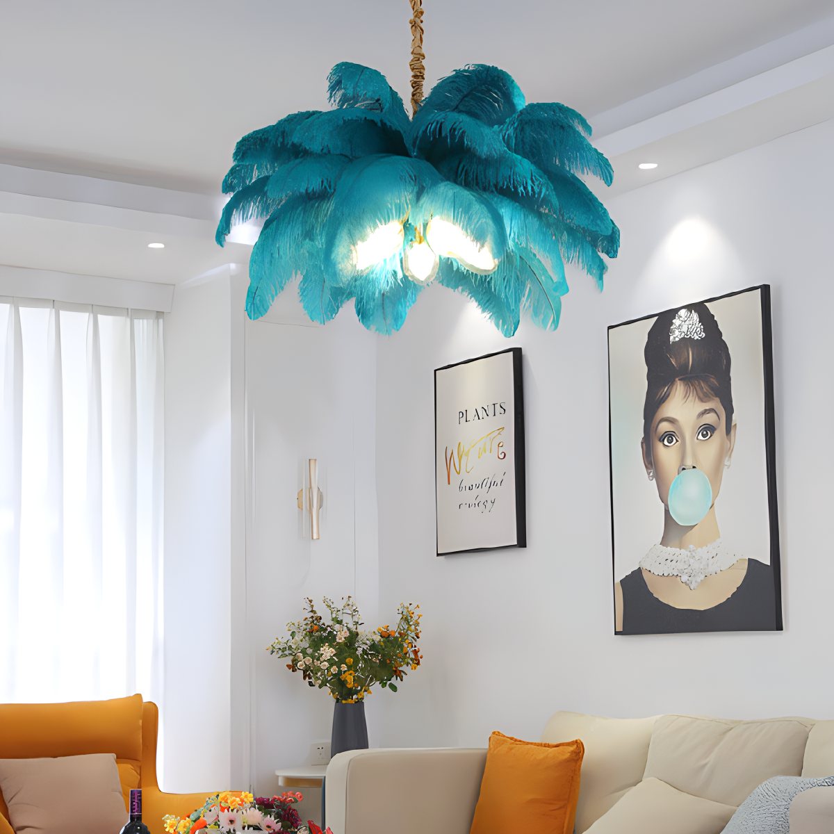 Ostrich Feather Chandelier