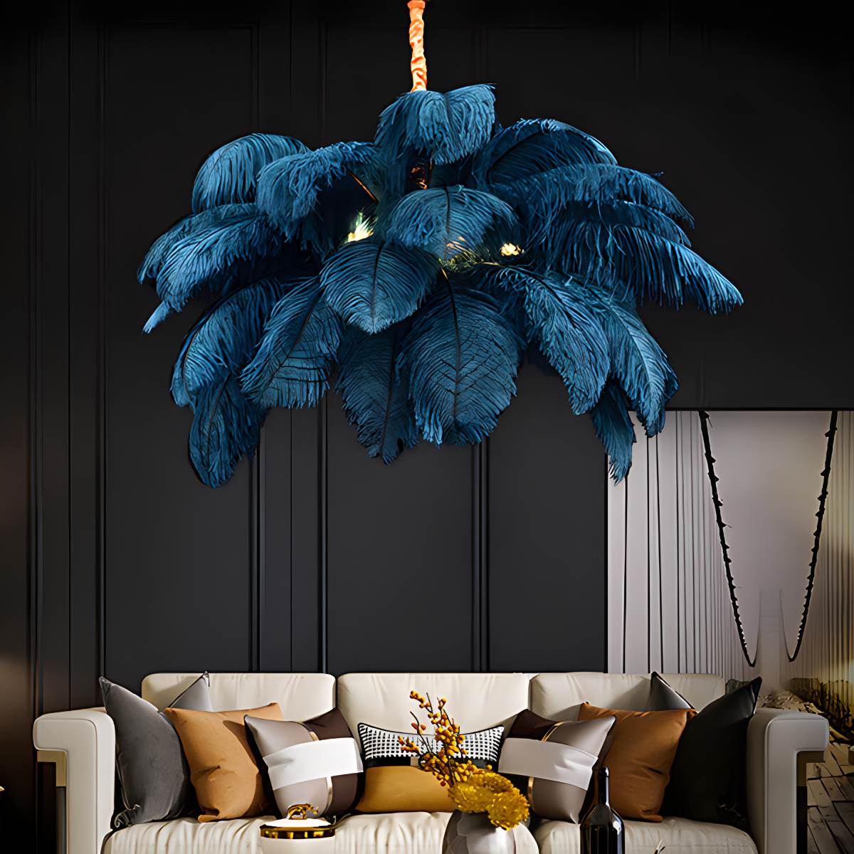 Ostrich Feather Chandelier