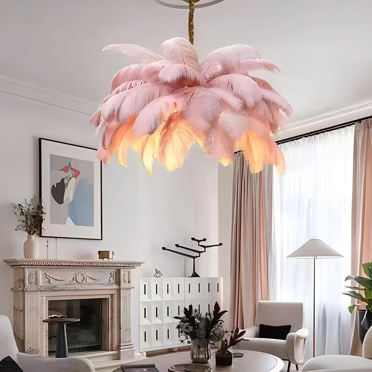 Ostrich Feather Chandelier