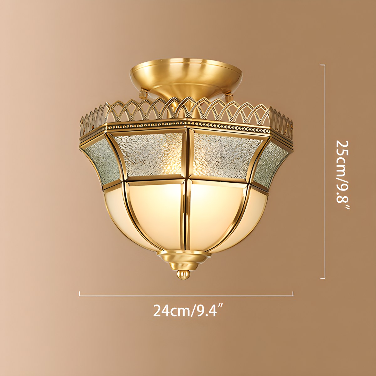 European Style Copper Glass Ceiling Lamp-B